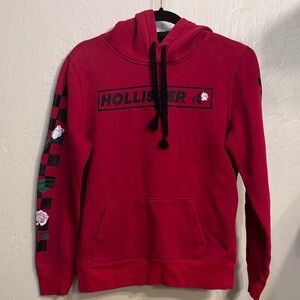 Hollister Red Hoodie with Graphic Details